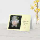 Carte 70e anniversaire de maman rose blanche (Fleur jaune)