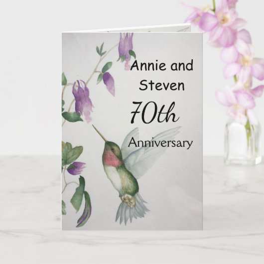 Carte 70e anniversaire de Mariage en couple (Orchidée)