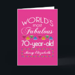 Carte 70e anniversaire des plus fabuleuses pierres color<br><div class="desc">Célébrez l'anniversaire marquant de votre aîné préféré avec ce cadeau amusant qui leur rappelle à quel point ils sont fabuleux. Lettres blanches et grises sur arrière - plan rose profond. Des pierres précieuses colorées taillées dans les tons arc-en-ciel servent d'accent. Customiser avec les noms, initiales ou autre texte. Cette série...</div>