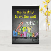 Carte **70e ANNIVERSAIRE ÉCRIRE SUR LE MUR" Card (Fleur jaune)