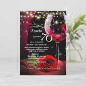 Carte 70e anniversaire fête Vin rouge et Rose Anniversai (Debout devant)