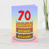 Carte 70e anniversaire — Fun Cake & Candles, avec nom pe (Devant)