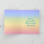 Carte 70e anniversaire — Fun Cake & Candles, avec nom pe (Intérieur)