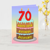 Carte 70e anniversaire — Fun Cake & Candles, avec nom pe (Fleur jaune)