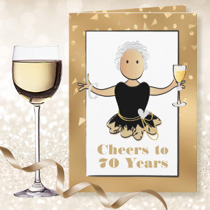 Carte 70e anniversaire Glamour étincelant Femme Dessin