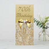 Carte 70e anniversaire Gold Faux Sequins Diamond Bow (Debout devant)