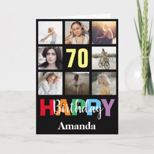 Carte 70e anniversaire heureux Collage photo moderne noi