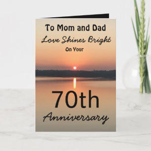 Carte 70e Anniversaire Maman Papa Amour Brille Coucher d