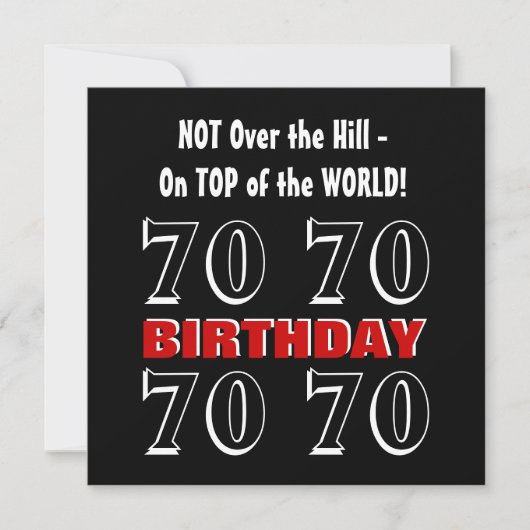 Carte 70e anniversaire moderne rouge argent noir drôle W (Devant)