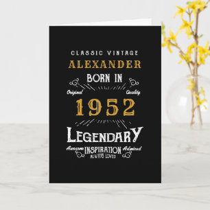 Carte 70e anniversaire Né 1952 Vintage Black Gold