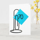 Carte 70e Anniversaire Note sur un clip papier (Fleur jaune)