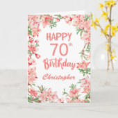 Carte 70e anniversaire Peach Peonies rose Aquarelle Flor (Fleur jaune)