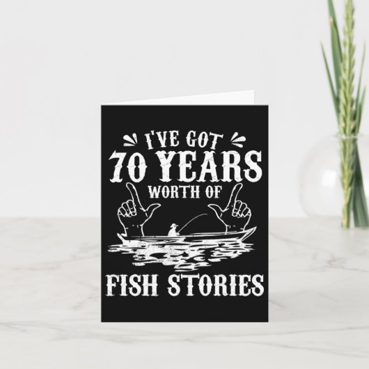 Carte 70e Anniversaire Pêcheur T Shirt Funny Byss Fishin (Devant)