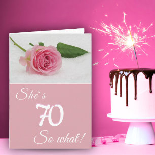 Carte 70e anniversaire pour sa rose rose rose drôle Moti