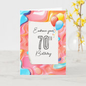 Carte 70e anniversaire Psychedelic 3D Abstrait (Fleur jaune)