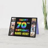 Carte 70e anniversaire : Rainbow Text, Custom Photos & N (Devant)