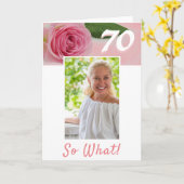 Carte 70e anniversaire Rose rose photo positive Annivers (Fleur jaune)