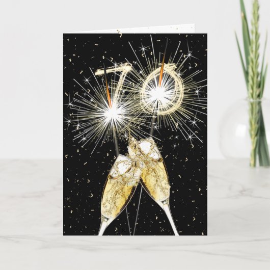 Carte 70e anniversaire Sparklers and Champagne Toast (Devant)