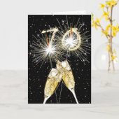 Carte 70e anniversaire Sparklers and Champagne Toast (Fleur jaune)