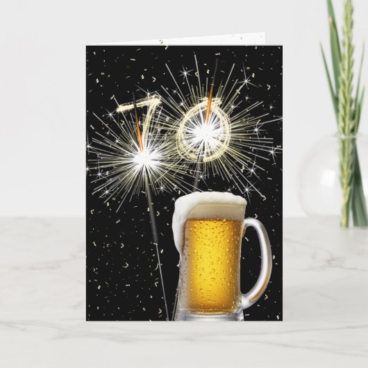 Carte 70e anniversaire Sparklers avec Beer Mug (Devant)