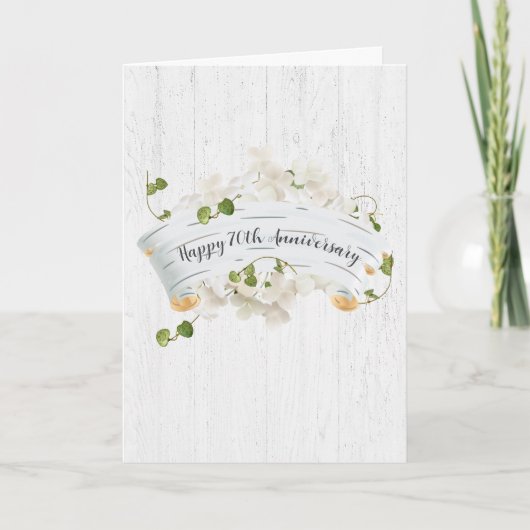 Carte 70e Anniversaire Sur Birch Scroll With Ivy (Devant)