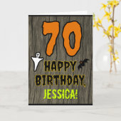 Carte 70e anniversaire : Thème d'Halloween Éffrayant, No (Fleur jaune)