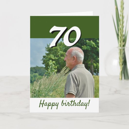 Carte 70e anniversaire vert photo (Devant)