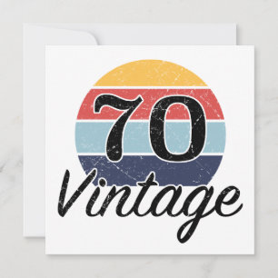 Carte 70e anniversaire vintage coucher du soleil