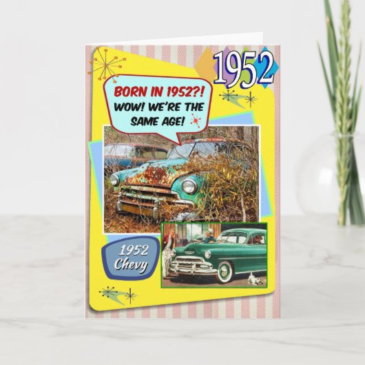 Carte 70e anniversaire ! Wow, même âge que cette Chevy 1 (Devant)