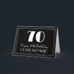 Carte 70e Birthday — Art Deco Inspecred Look 70, nom<br><div class="desc">The Front of this Roaring '20 s inspecred and vintage appearance birthday themed greeting card design objets a large deco look red number 70, the message "Happy 70th Birthday", a personalized name, and a border pattern ting consis of thin lines. The inside fechaa custom birthday greeting message, or could perhaps...</div>