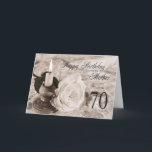 Carte 70e Birthday card for mother, The candle and rose<br><div class="desc">À antique look card featuring a candle and a rose lying on satin and lace. A birthday card for a mother.</div>