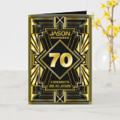 Carte 70e jour de Birthday Art Deco Gold Black Great Gat (Fleur jaune)
