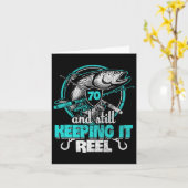 Carte 70e Pêche drôle Anniversaire Chemise pêcheur Keepi (Fleur jaune)