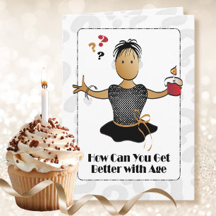 Carte 70e Sweet Cute Ethnic Female Cartoon Anniversaire