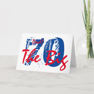 Carte 70ème anniversaire pour papa, bleu, texte rouge su