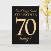 Carte 70ème effet or sur Black, pour Anniversaire Stepfa (Fleur jaune)