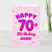 Carte 70th Balloon Number Custom Name Birthday Card (Devant)