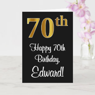 Carte 70th Birthday ~ Elegant Luxurious Faux Gold Look #