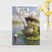 Carte 70th Birthday Frog Fishing on Lily Pad (Fleur jaune)