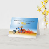 Carte 70th Birthday with a Flaming Motorcycle (Fleur jaune)