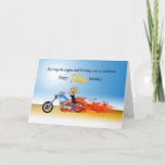 Carte 70th Birthday with a Flaming Motorcycle<br><div class="desc">Revving up and burning over! A  burning motorbike with flames waving behind,  a blond riding fast with your birthday greetings! See the whole range of cards for ages and relationships in my store. All artwork copyright Norma Cornes</div>