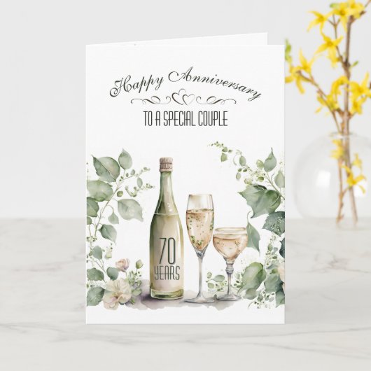 Carte 70th Wedding Anniversary Wine and Ivy (Fleur jaune)