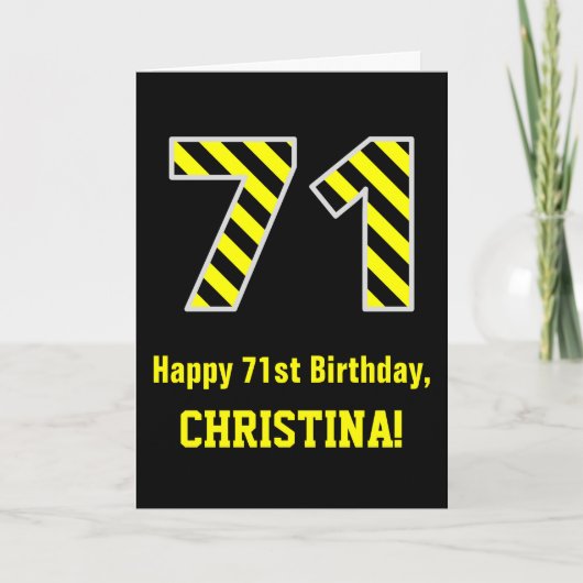 Carte "71" rayé noir et jaune ; soixante-et-onzième (Devant)