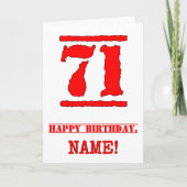 Carte 71e anniversaire : Amusant, Timbre en caoutchouc r (Devant)