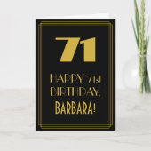 Carte 71e anniversaire ~ Art Déco Inspiré Look "71" & No (Devant)