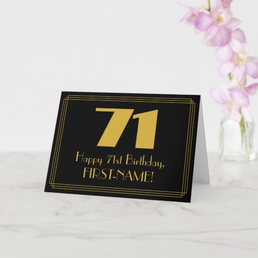 Carte 71e anniversaire : Art Déco Inspiré Look "71" & No (Orchidée)