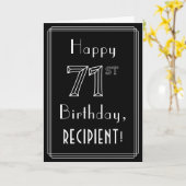 Carte 71e anniversaire : Art Déco Style # 71 & Nom perso (Fleur jaune)