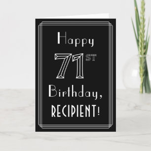 Carte 71e anniversaire : Art Déco Style # 71 & Nom perso