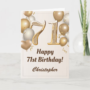 Carte 71e anniversaire Ballons d'or et Confetti annivers