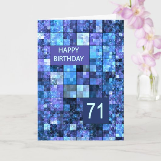 Carte 71e anniversaire, Carrés bleus, (Orchidée)